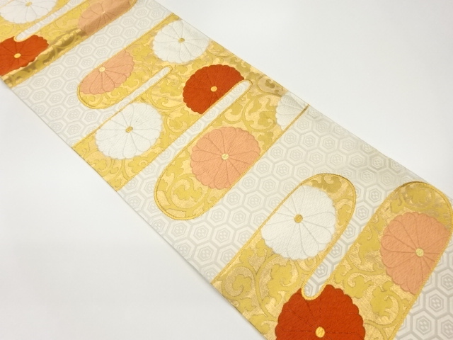 JAPANESE FUKURO OBI / WOVEN KIKU ARABESQUE